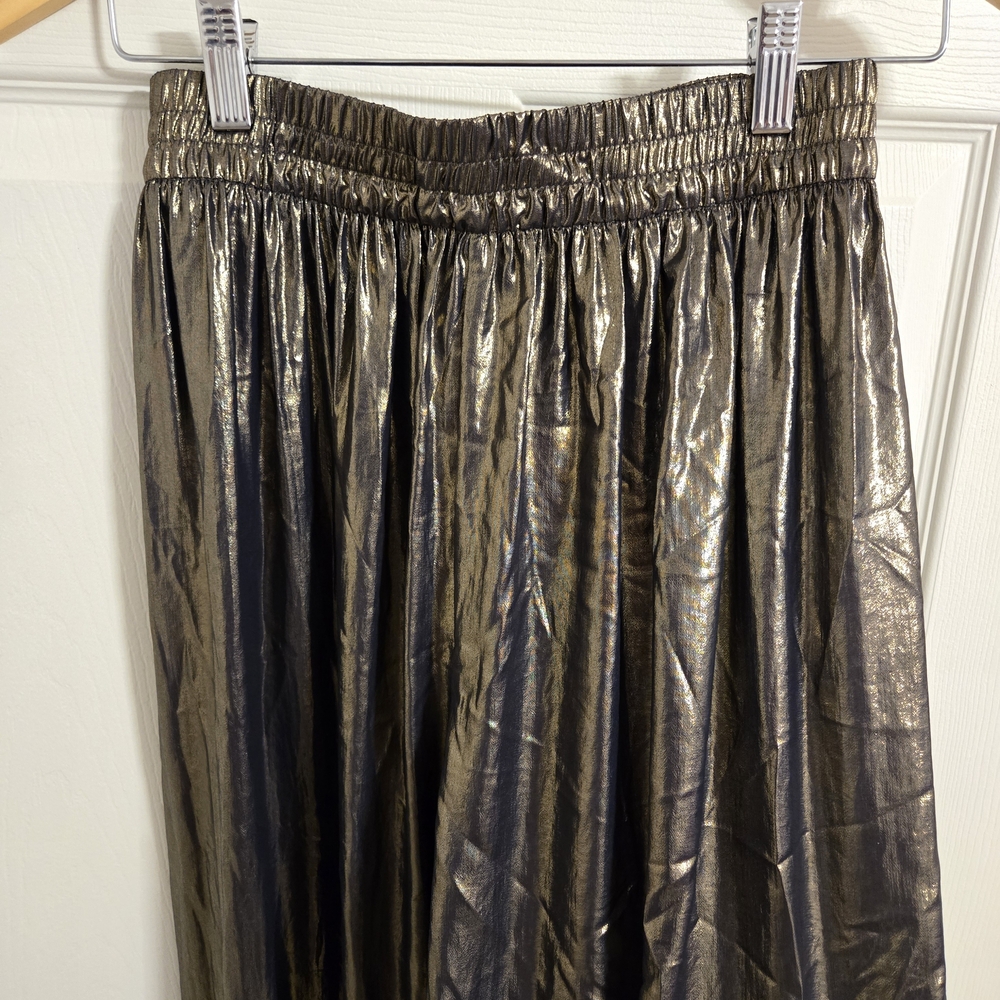Zara Gold Metallic Lightweight Party Pants Size Small - Picture 4 of 6